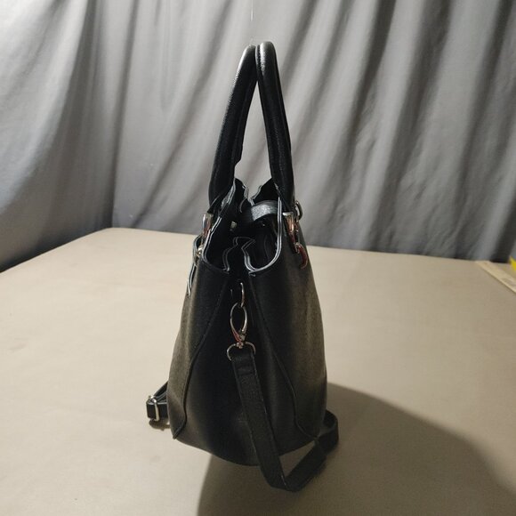 London Fog Black Handbag Tote Bag Crossbody Strap Multiple Compartments Medium - Picture 11 of 14